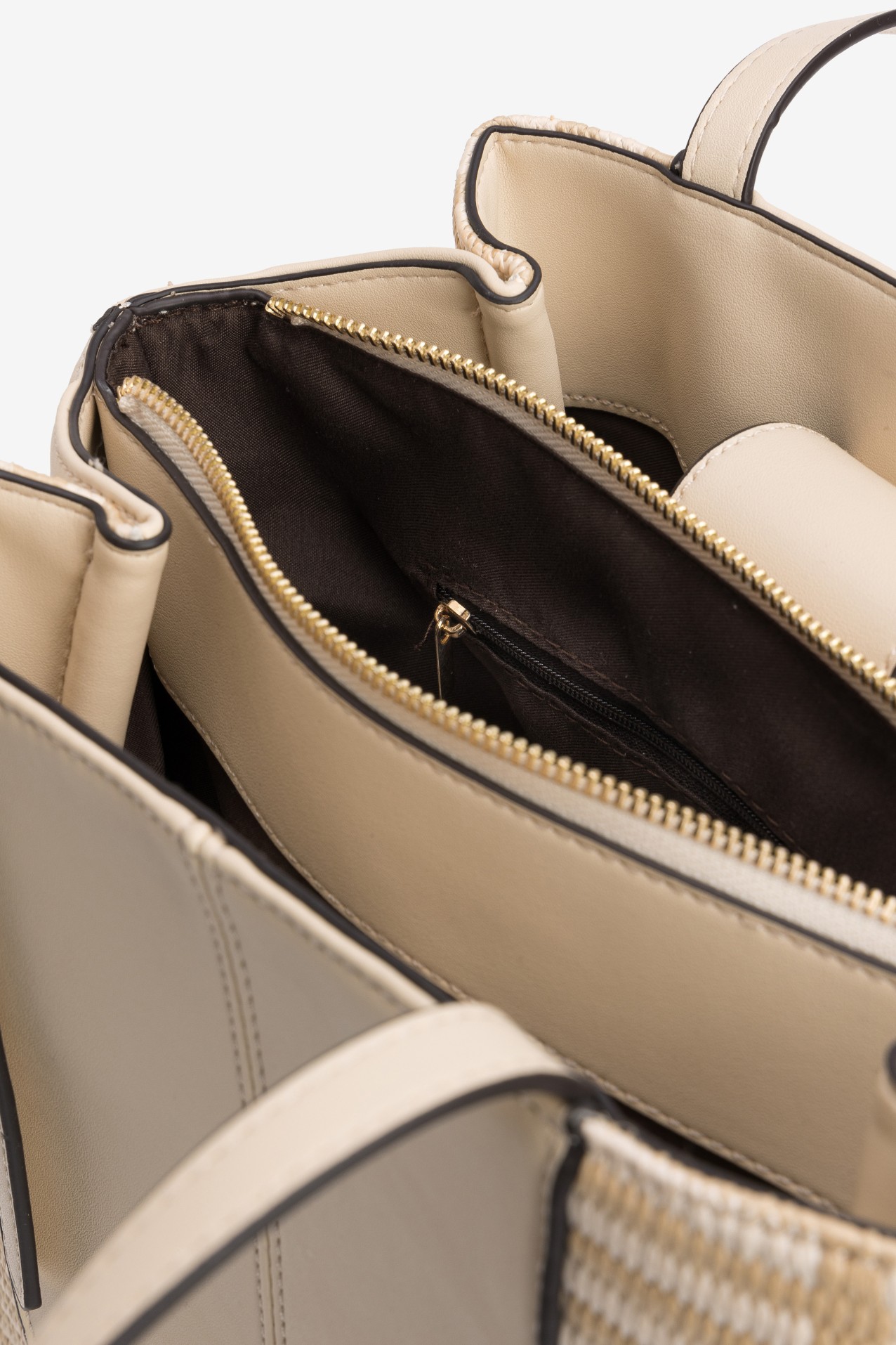 Beige Tote With Woven Sides