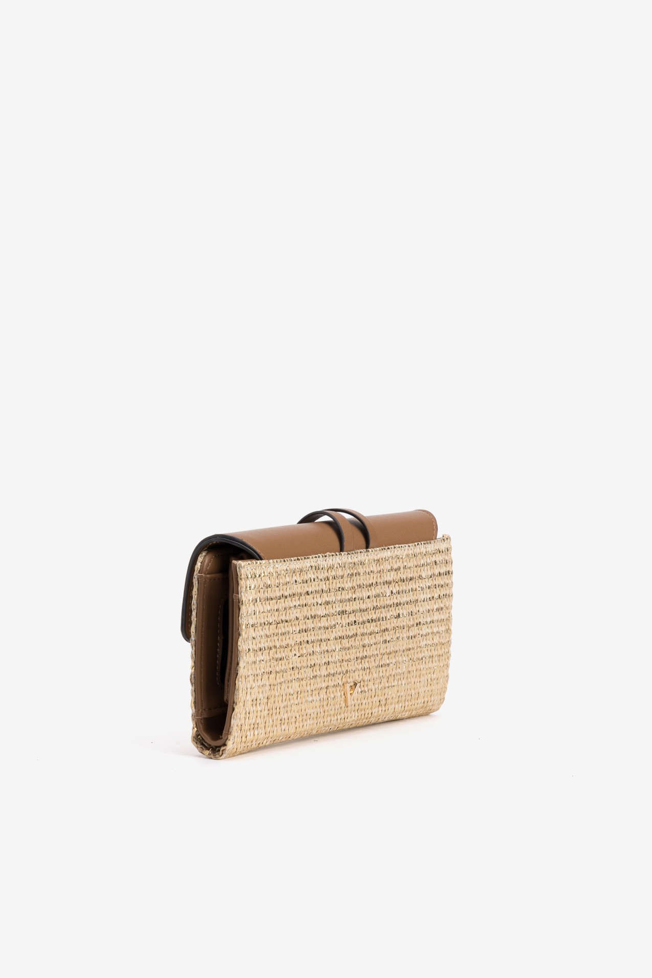 Porta-moedas bege com detalhe dourado