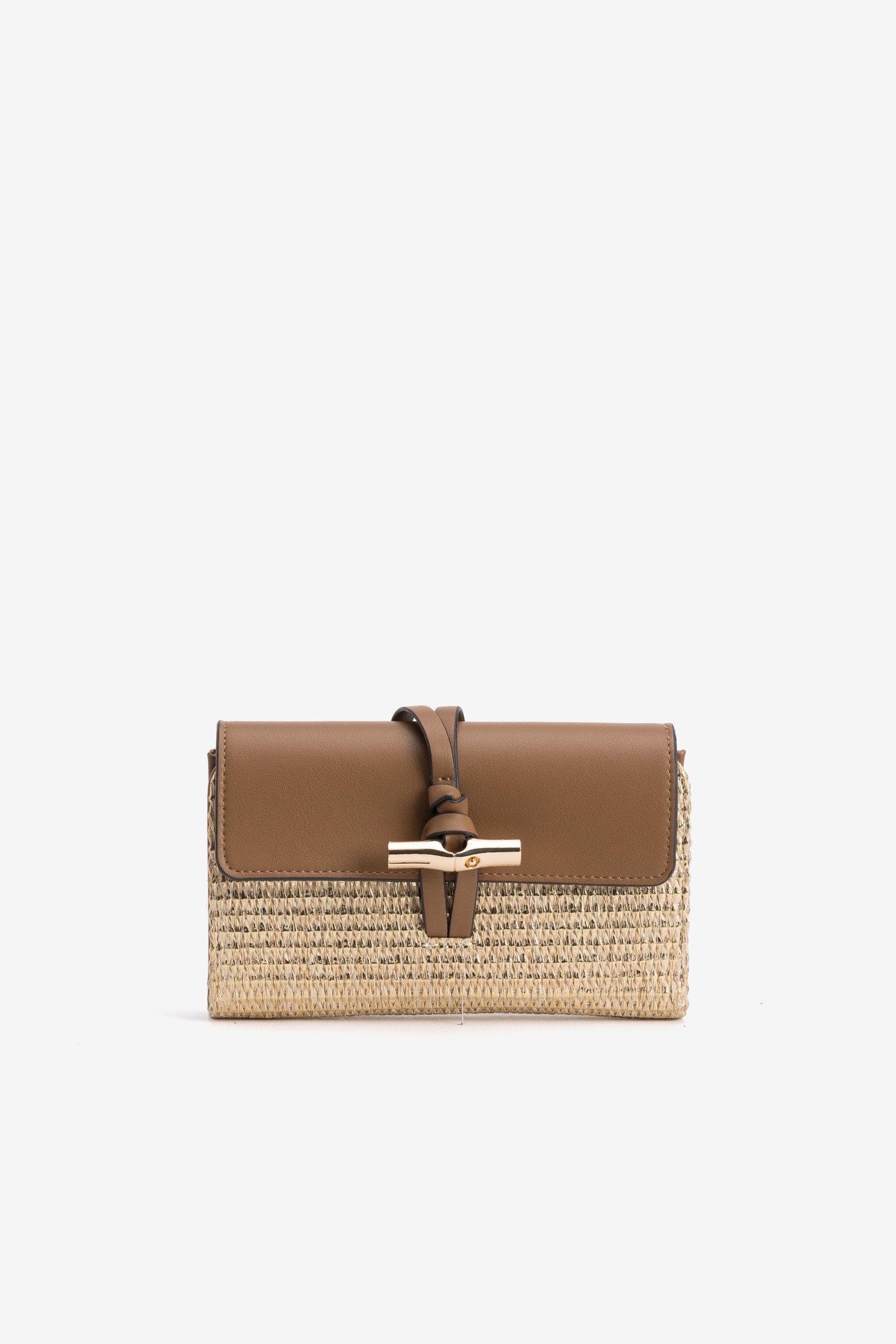 Porta-moedas bege com detalhe dourado