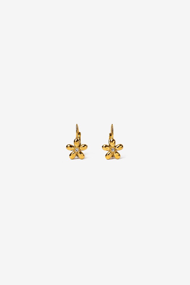 Pendientes flor dorados brillo