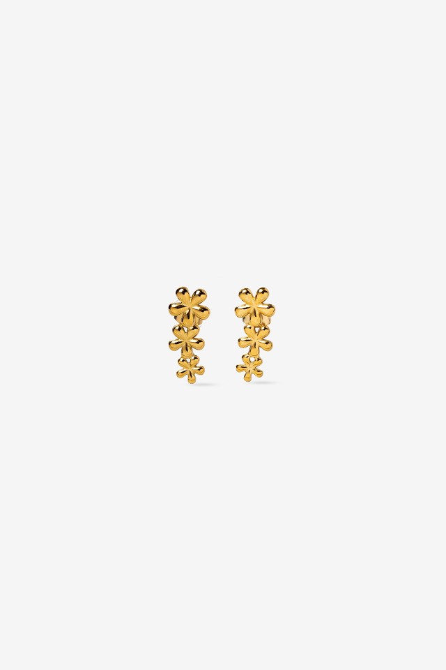 Pendientes dorados flores