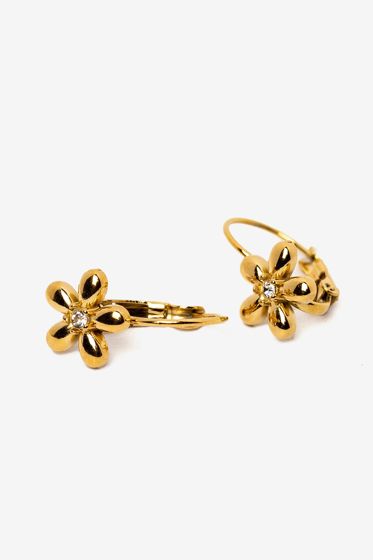 Pendientes flor dorados brillo