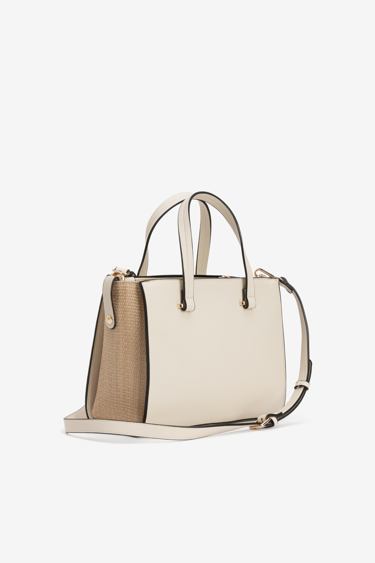 Bolso beige trenzado estructurado