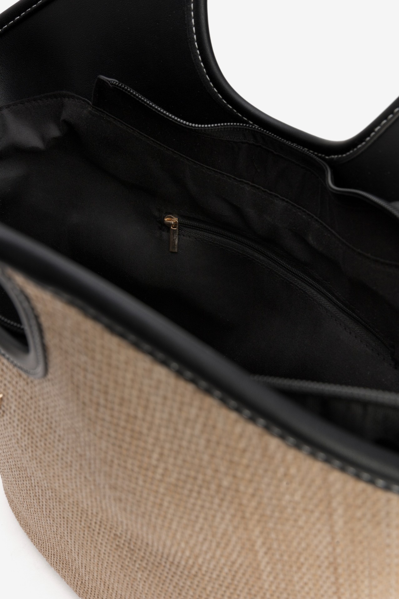 Beige Tote with Black Flowers