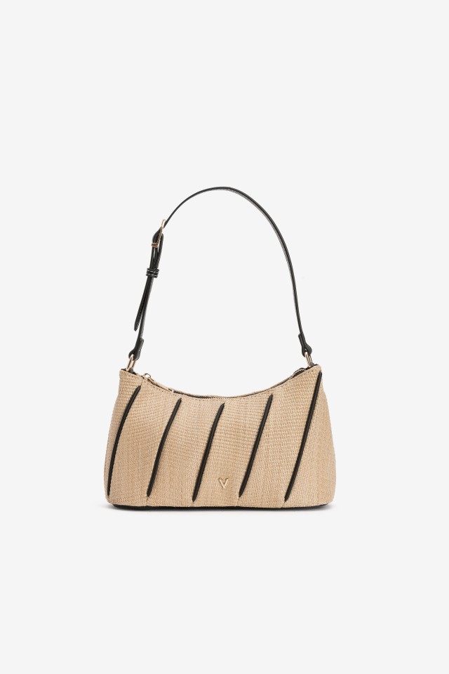Beige Textured Wallet Bag