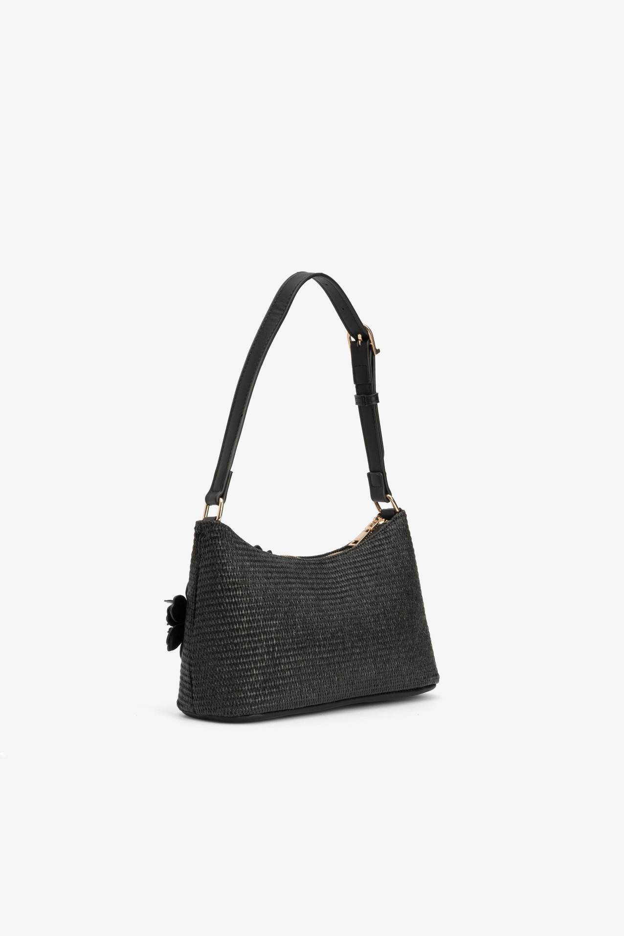 Black Textured Floral Wallet