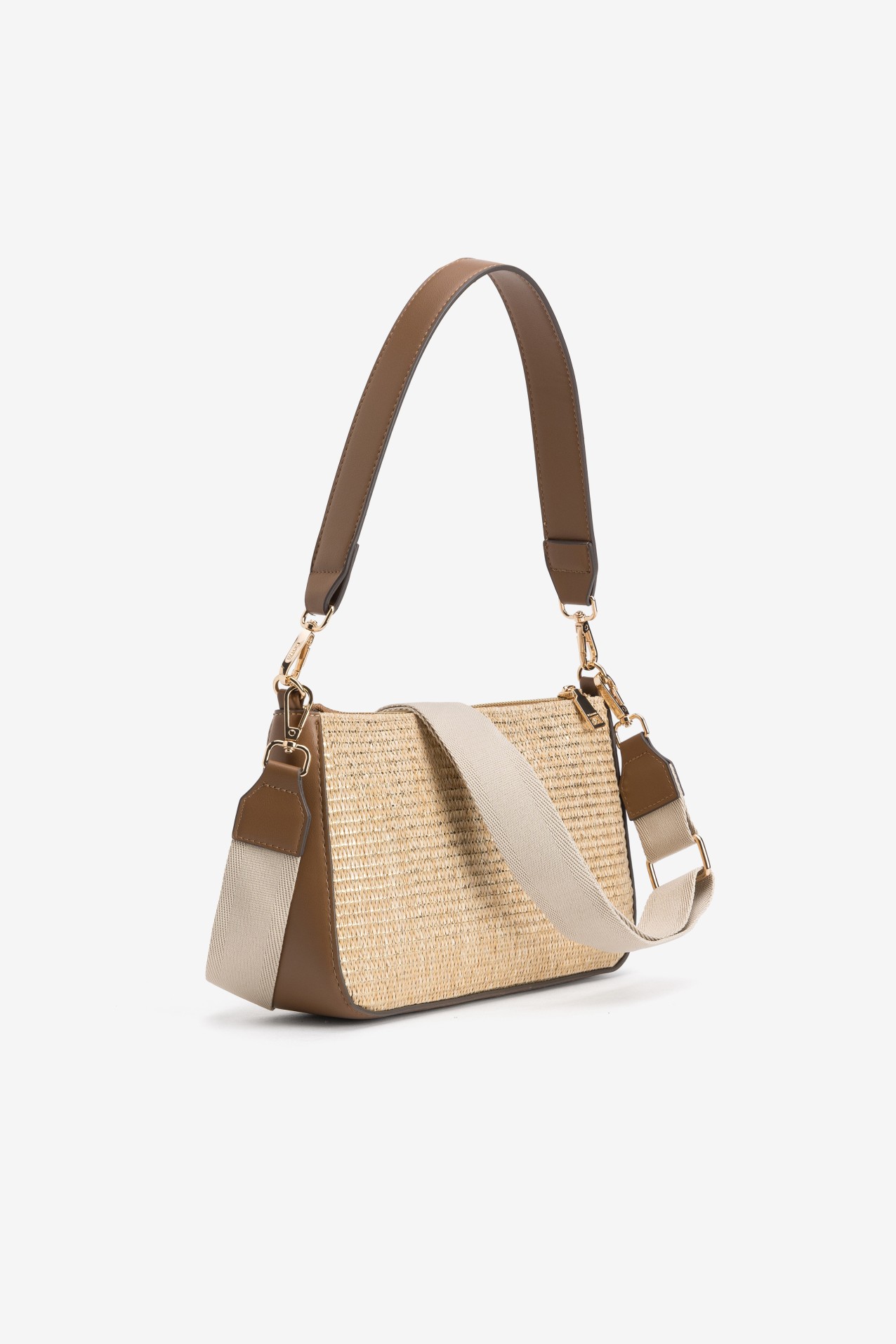 Cartera beige con correa ancha