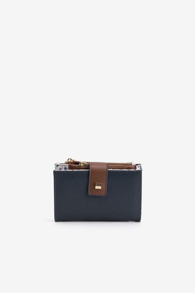 Porta moedas azul e castanho