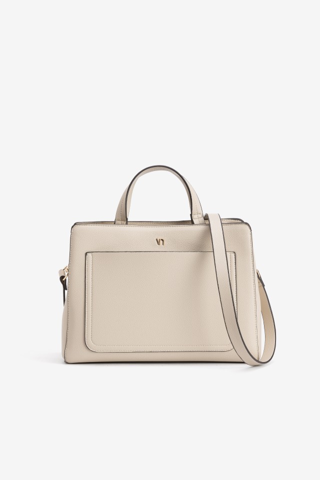Beige Minimalist Structured Bag