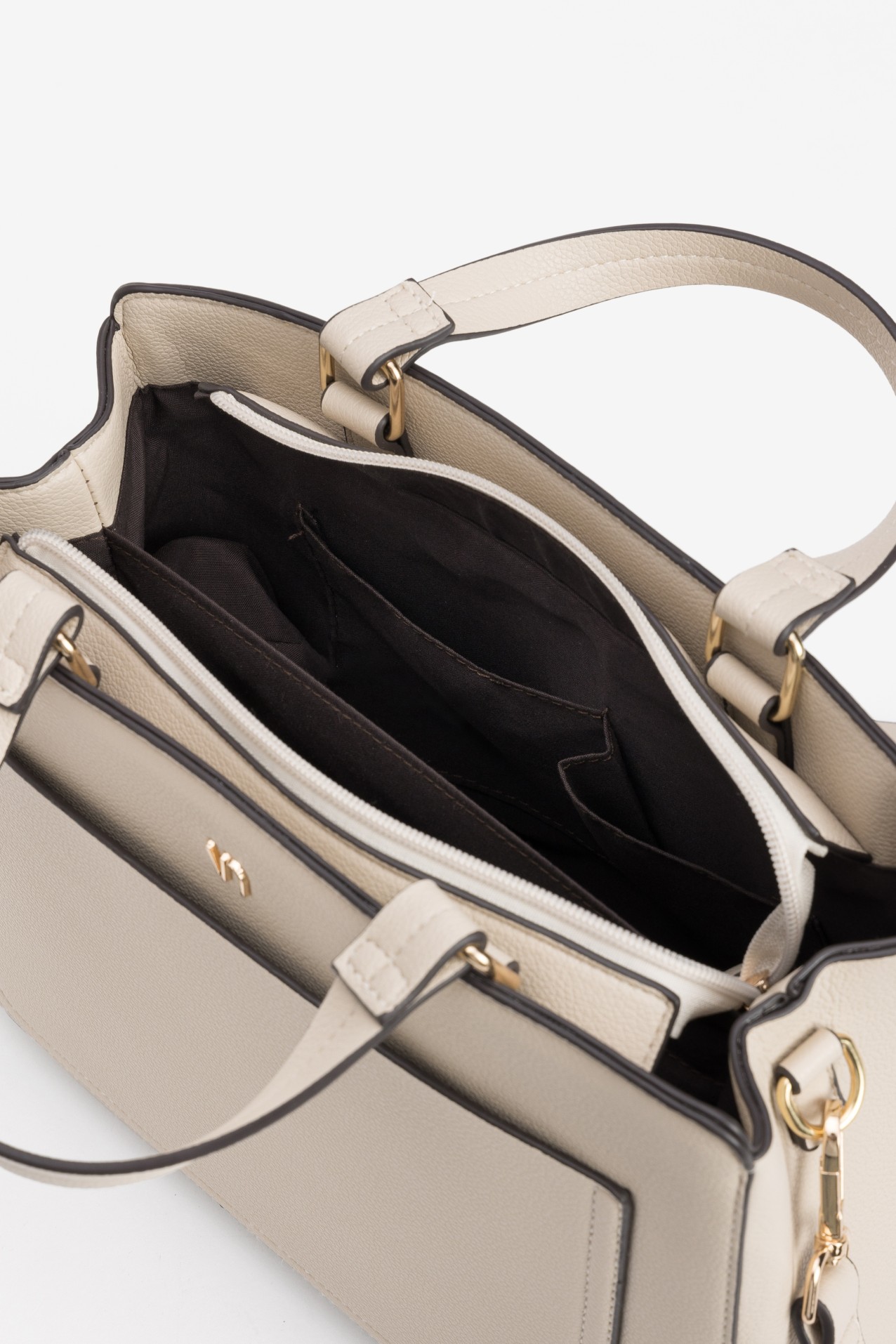 Beige Minimalist Structured Bag
