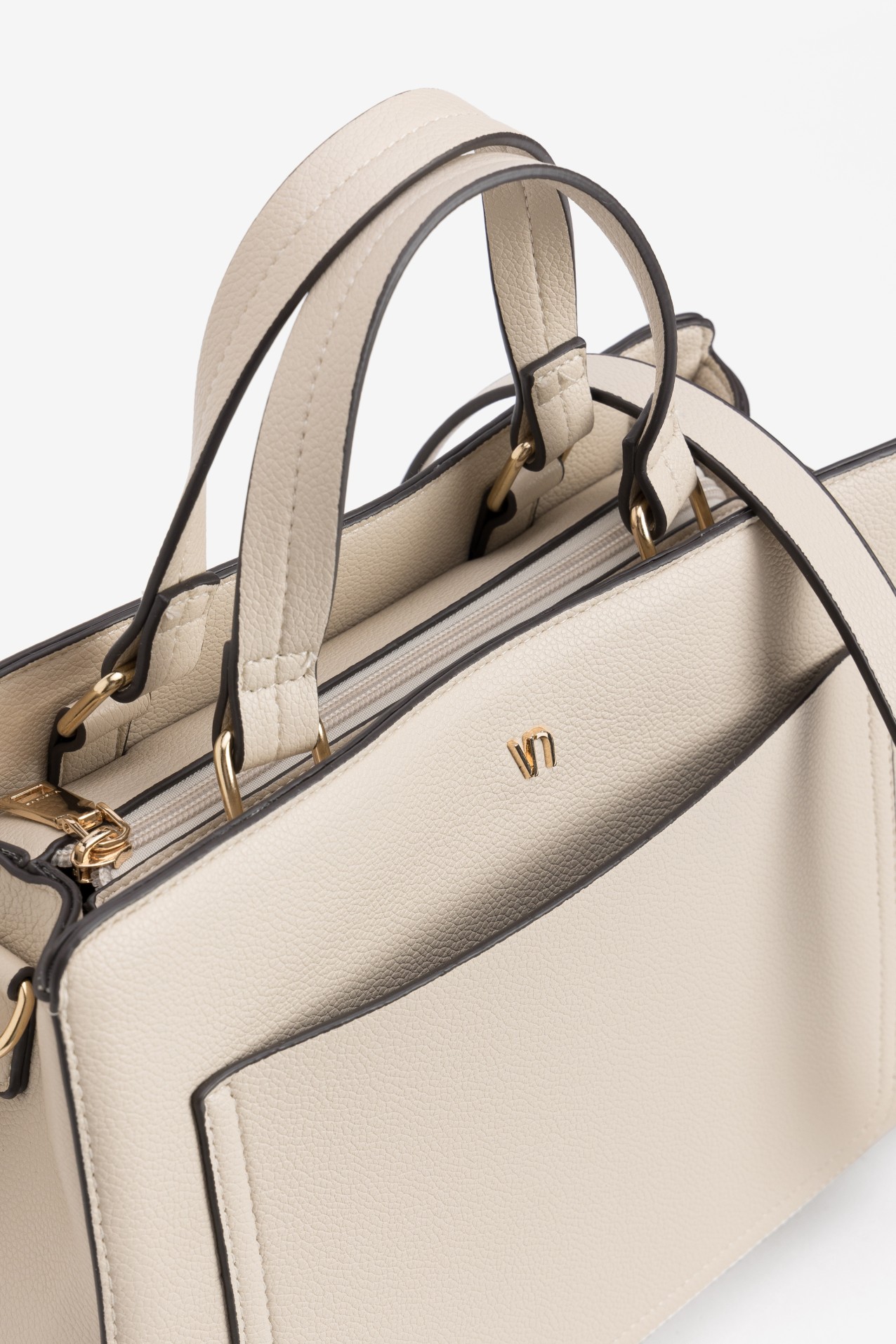 Beige Minimalist Structured Bag