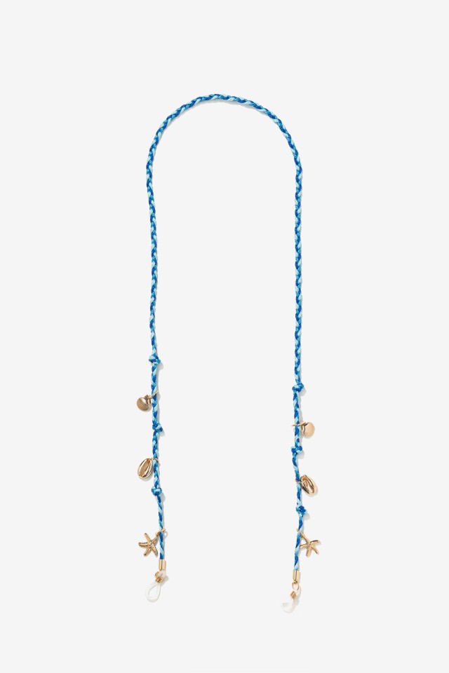 Blue Glasses Chain with Charms