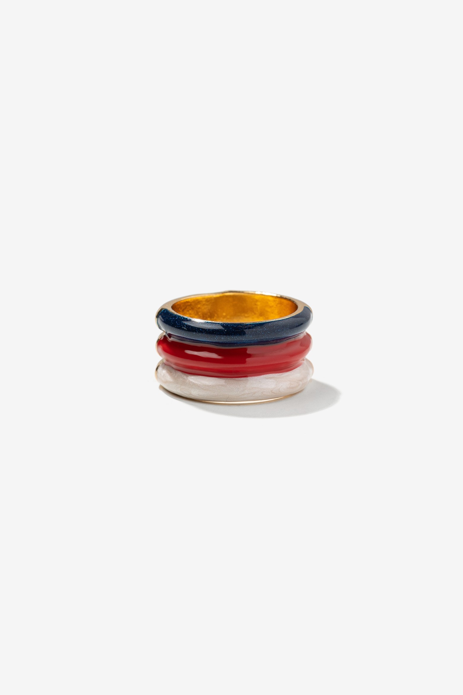 Gold wide ring with stripes