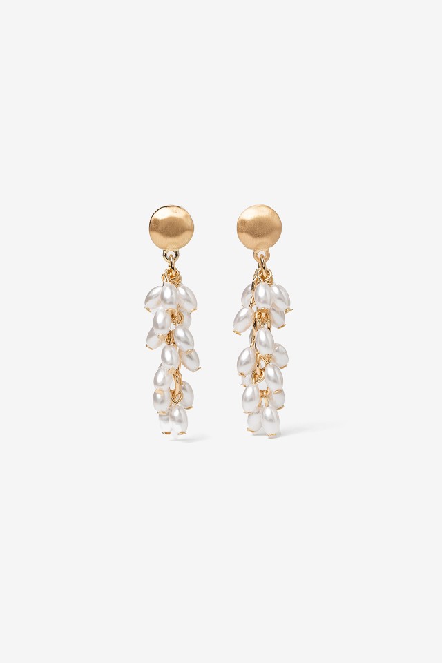 Gold Drop Pearl Earrings