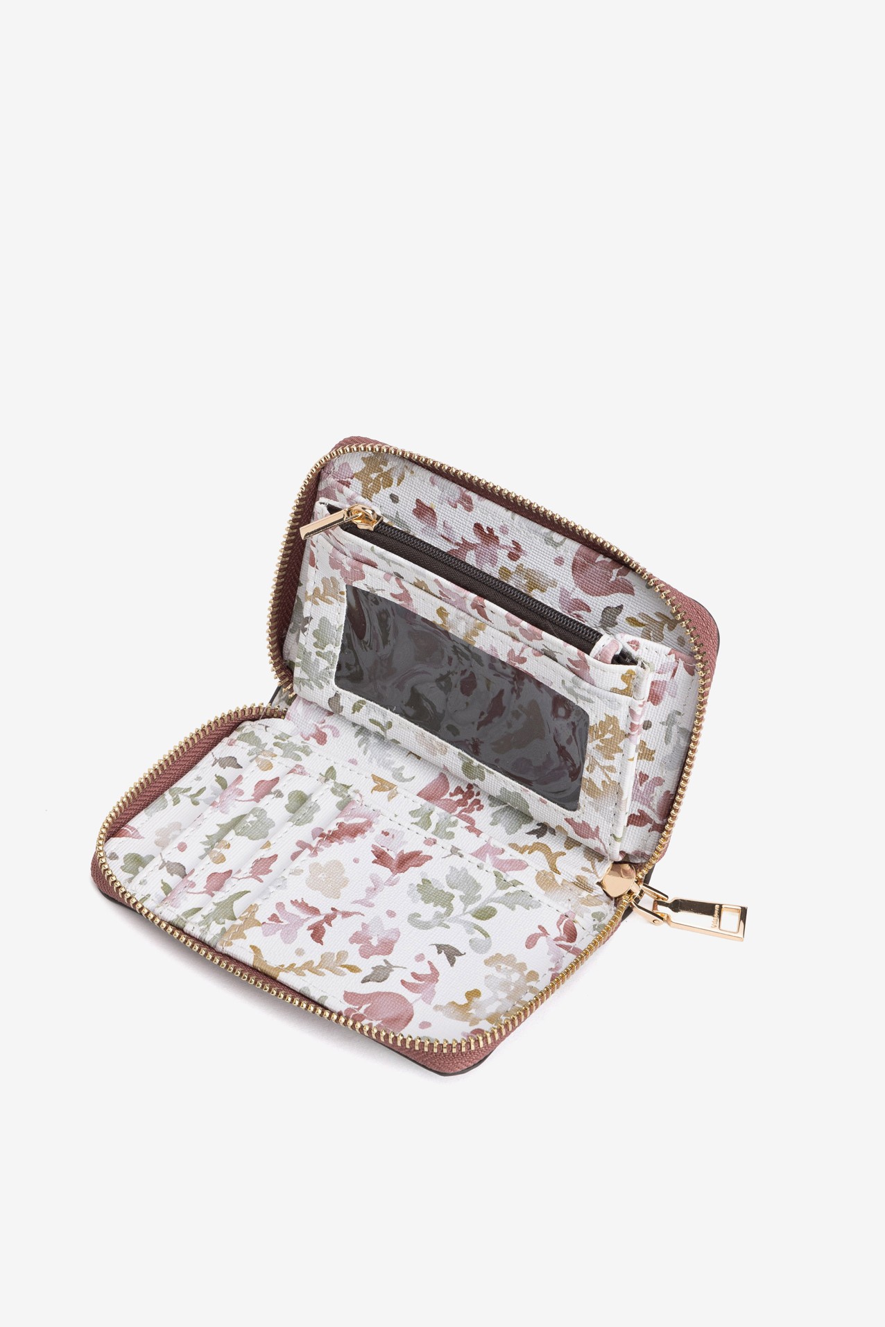 Porta moedas floral rosa