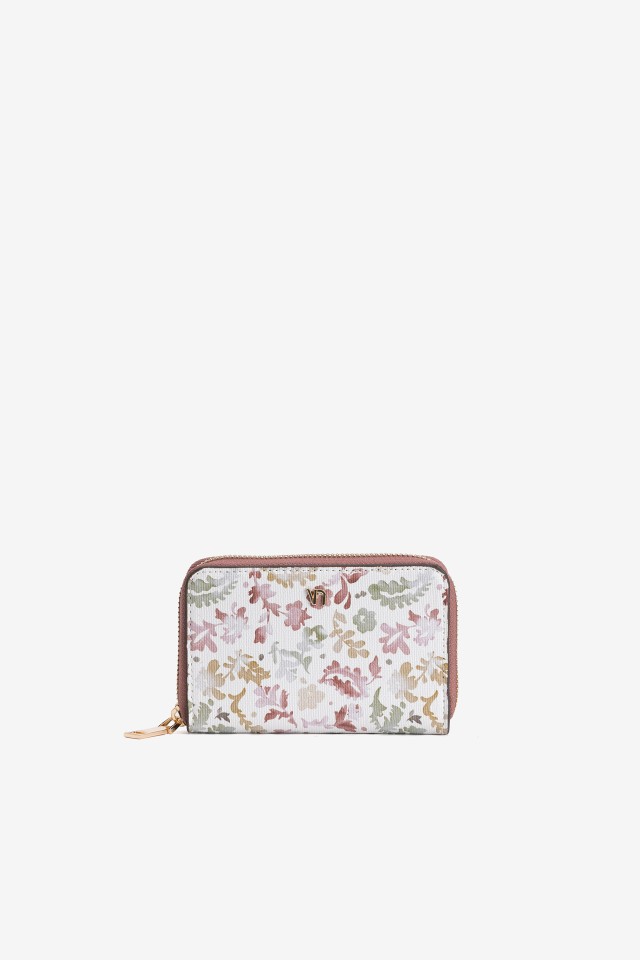 Porta moedas floral rosa