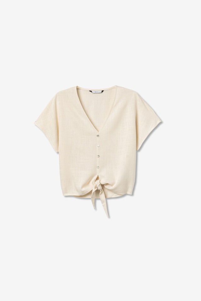 Blusa cropped beige claro Blusa cropped beige claro