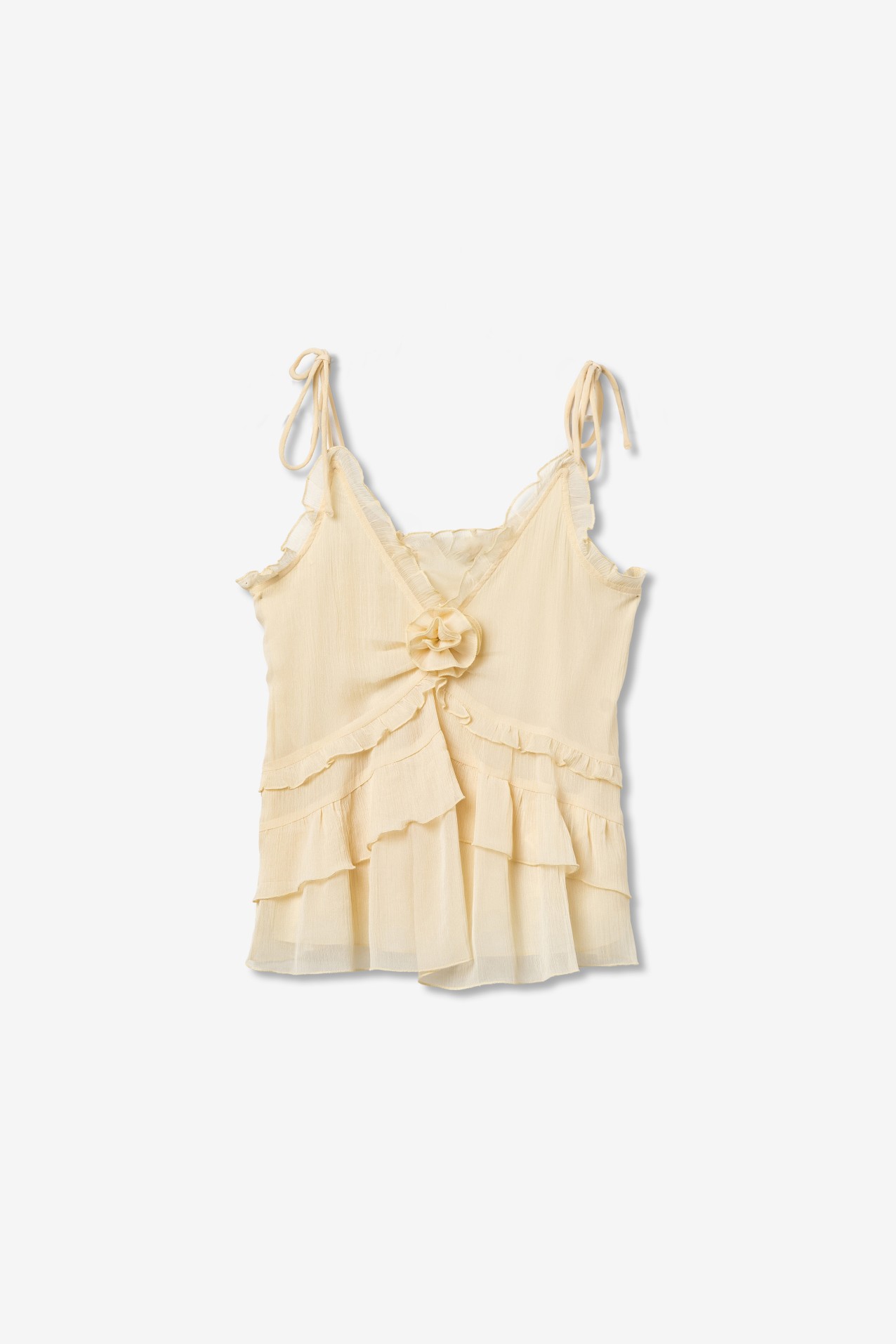 Beige Ruffle Sleeveless Top