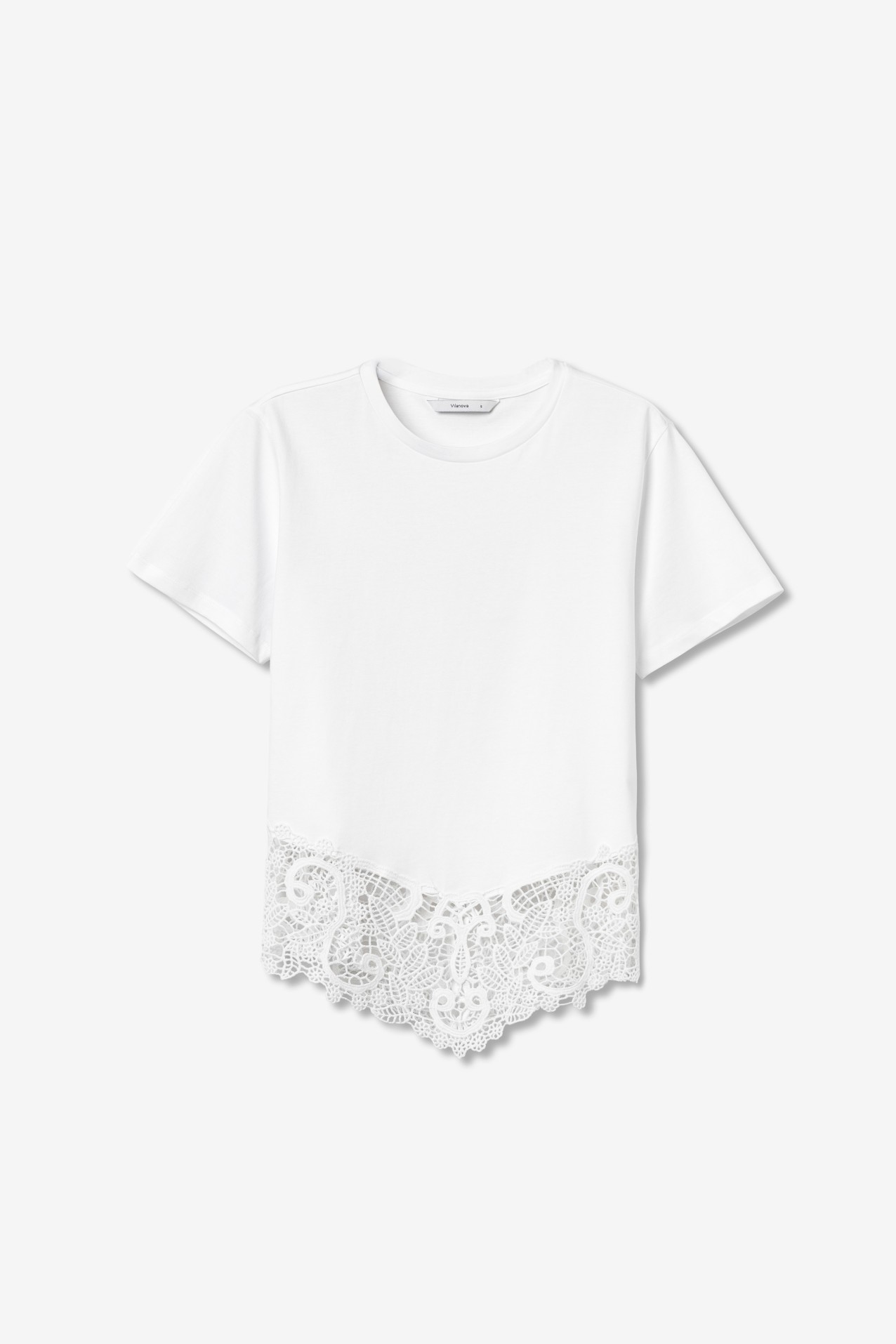 White T-shirt With Lace Detail