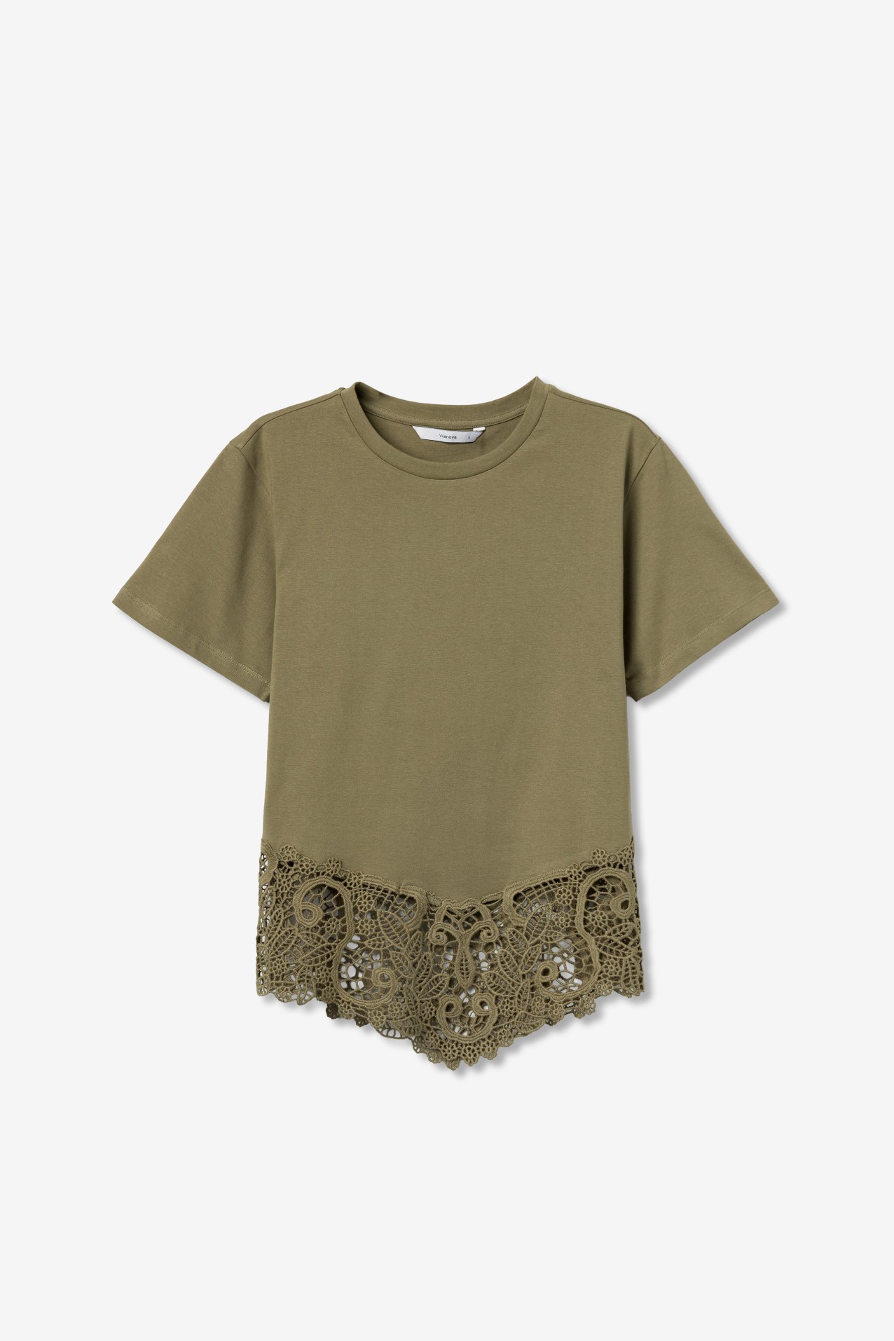 Green Regular Fit Lace Tee