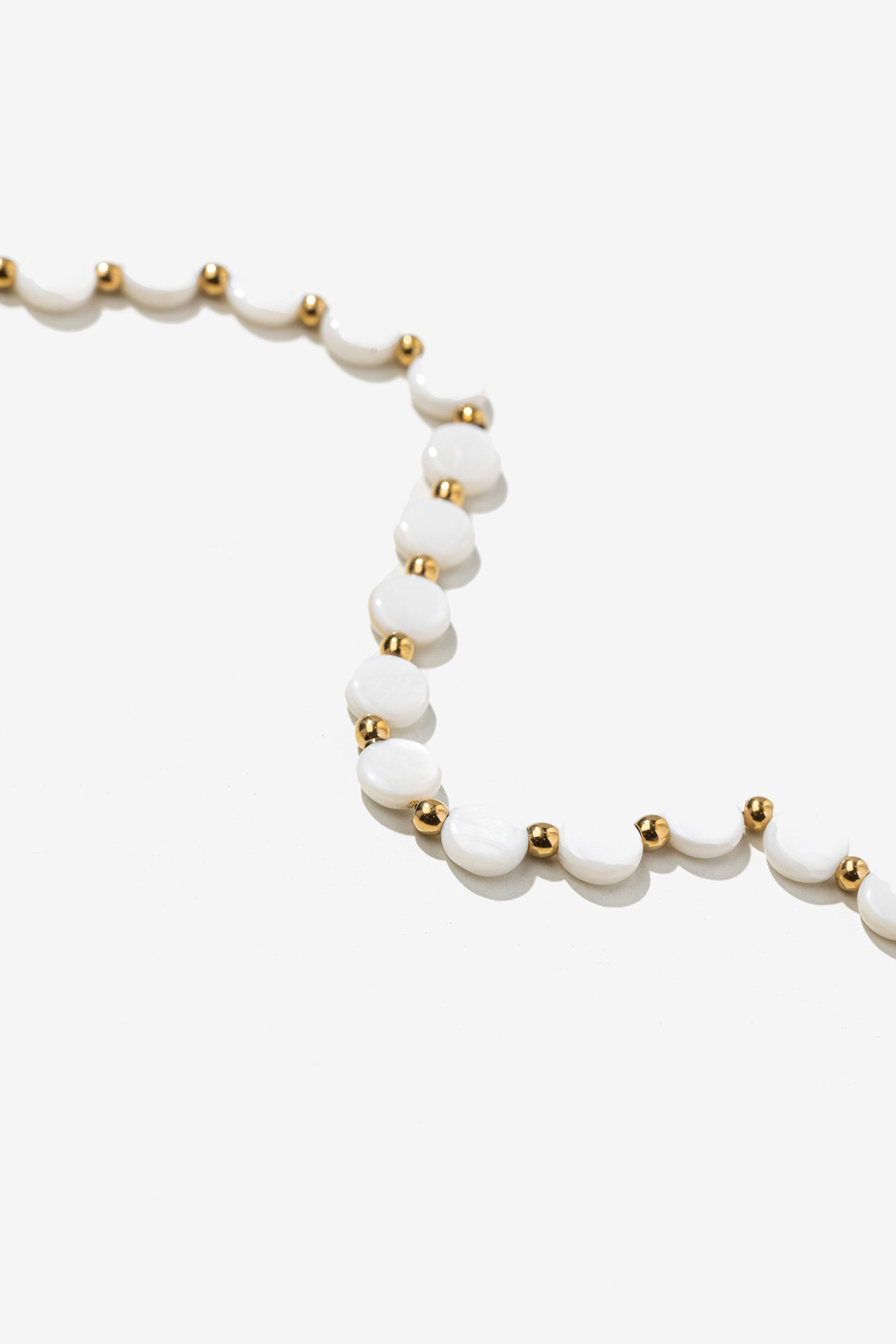 White Bead Gold Bracelet