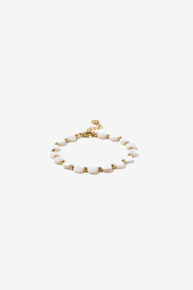 White Bead Gold Bracelet