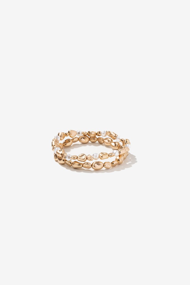 Golden Beaded Bracelets Set