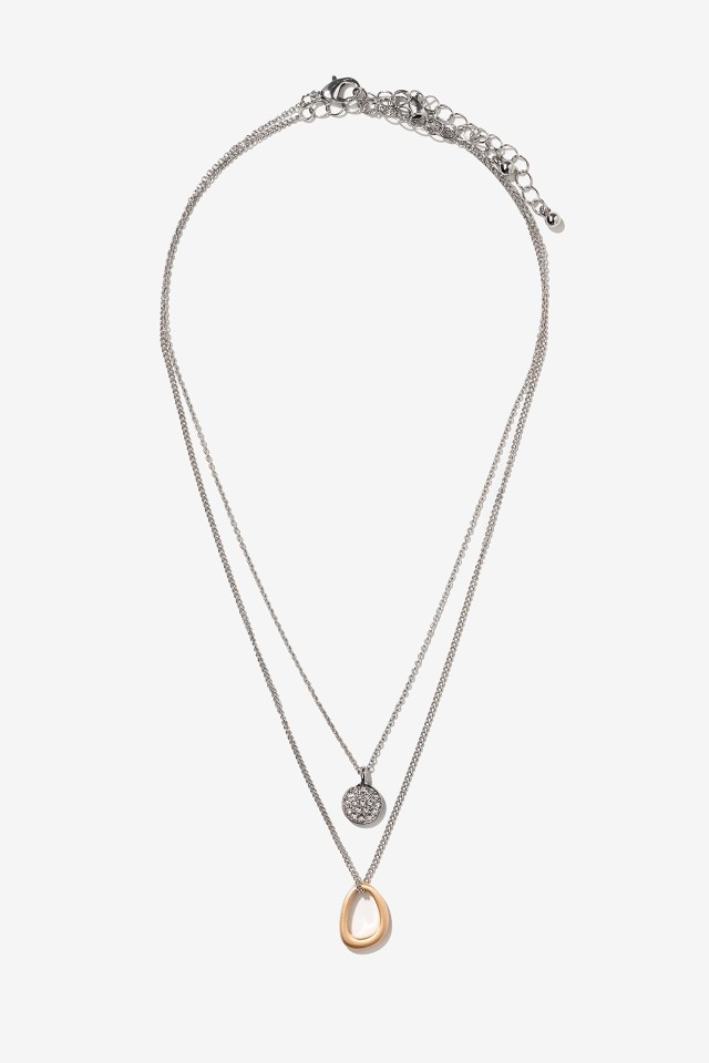 Layered Silver Necklace Set