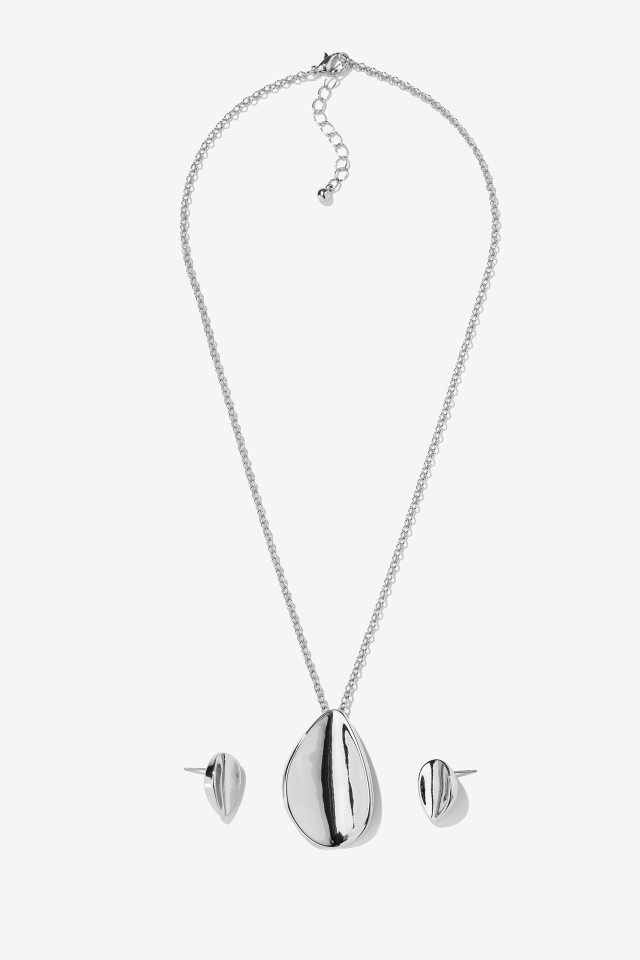 Silver Minimal Necklace Set