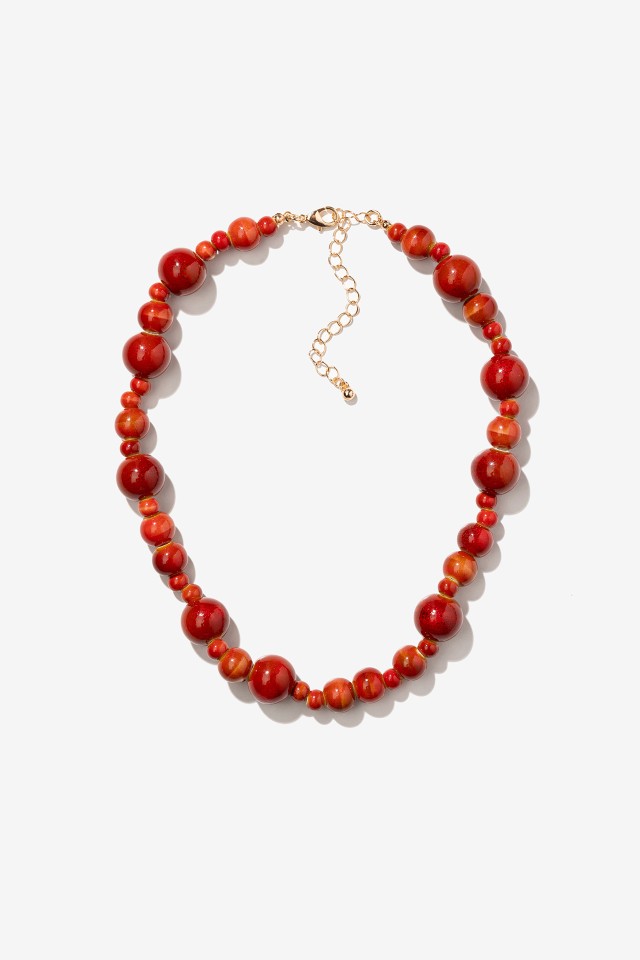 Red beaded chunky necklace