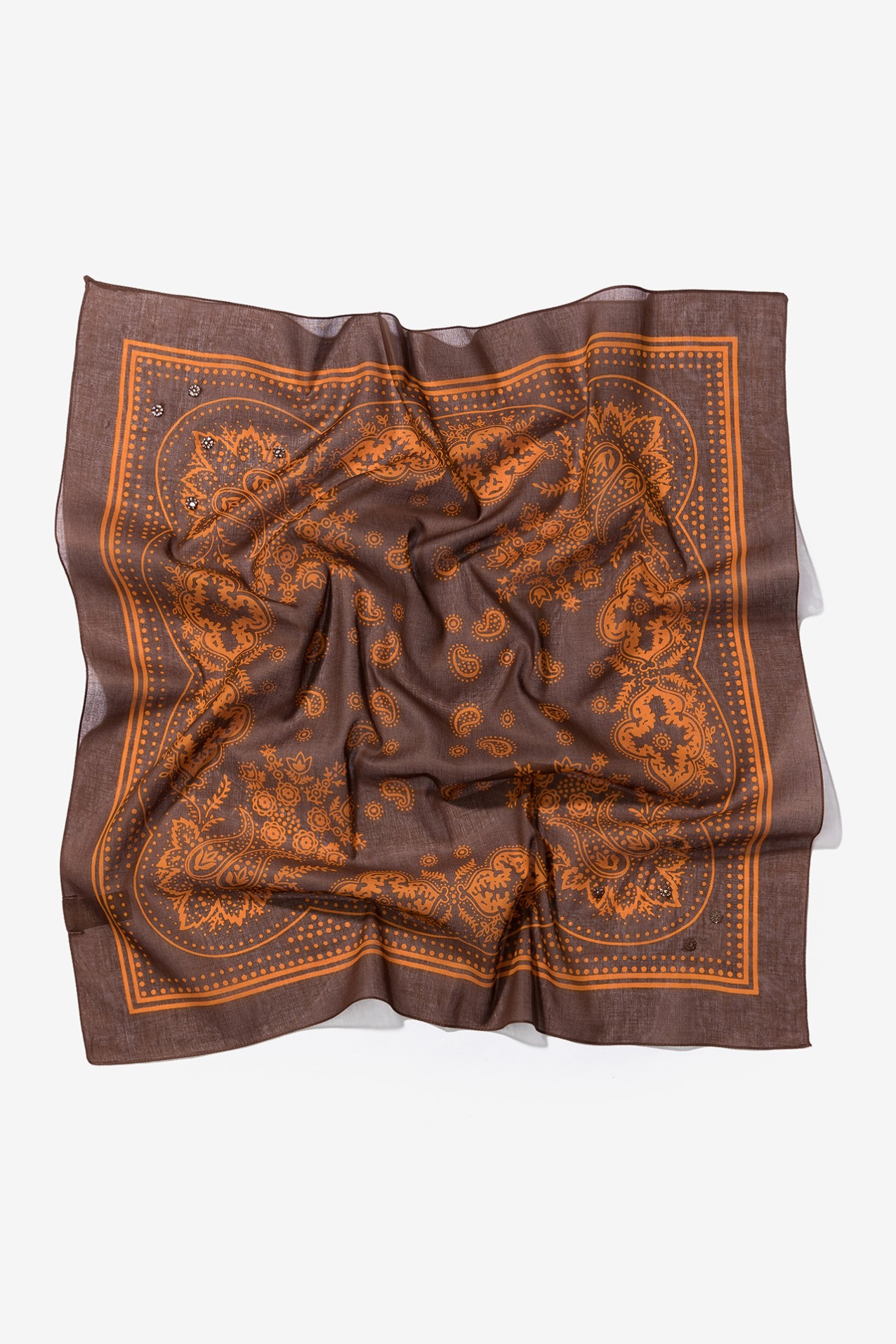 Brown Paisley Skinny Bandana