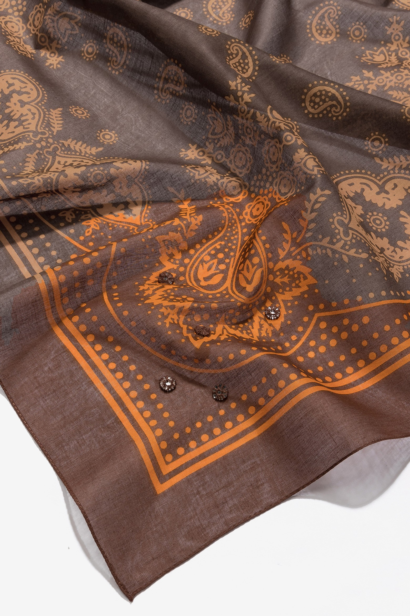 Brown Paisley Skinny Bandana