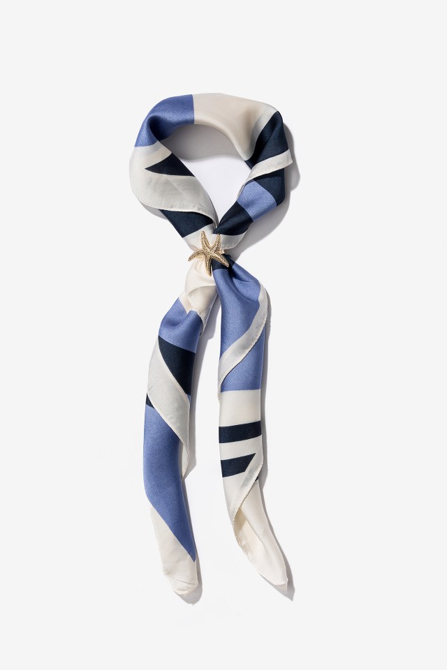 Blue Striped Bandana Scarf