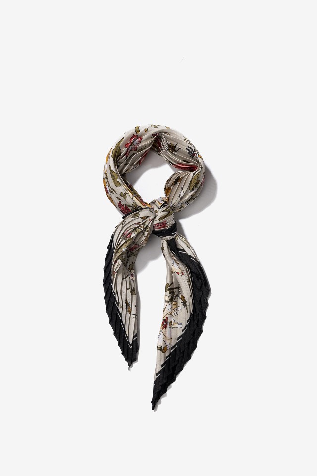 Pleated Floral Skinny Scarf
