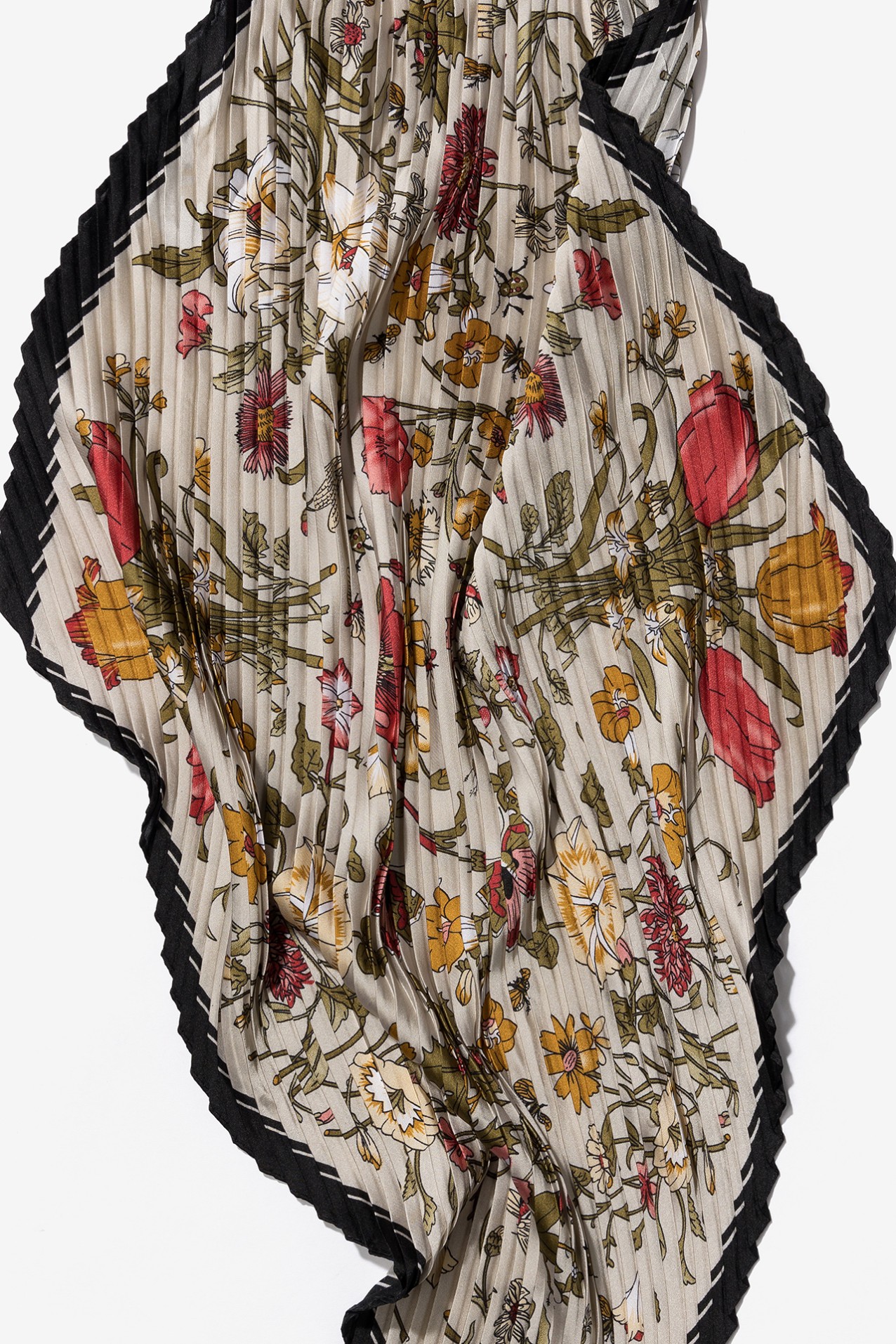 Pleated Floral Skinny Scarf