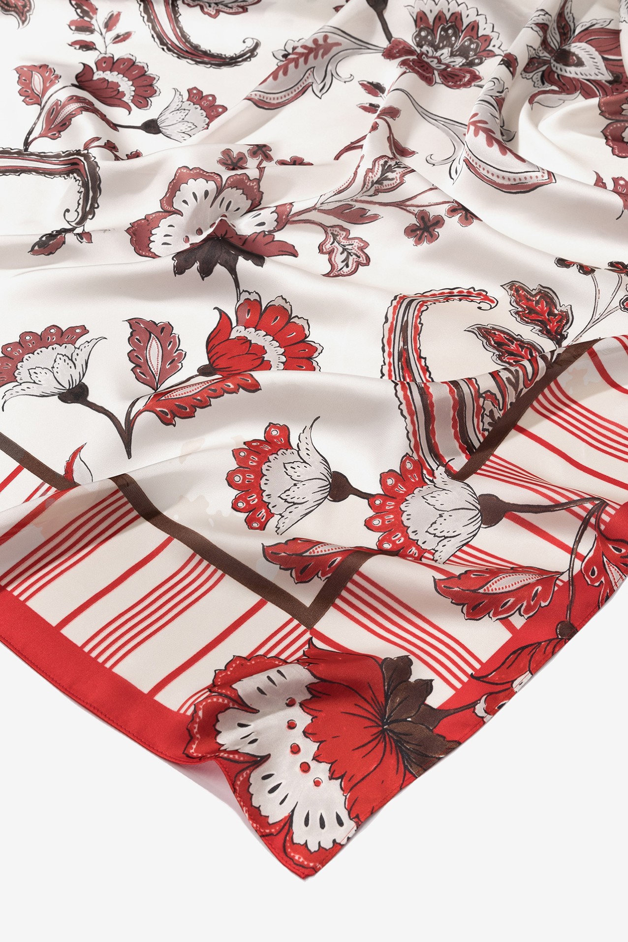 Intense Red Floral Scarf