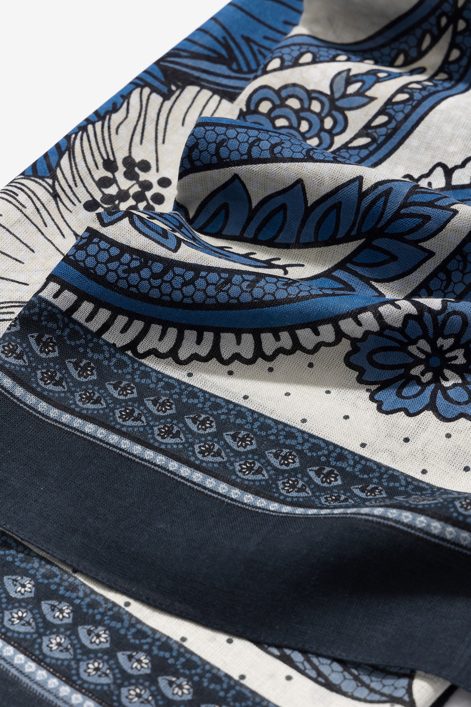 Beige Scarf With Blue Prints