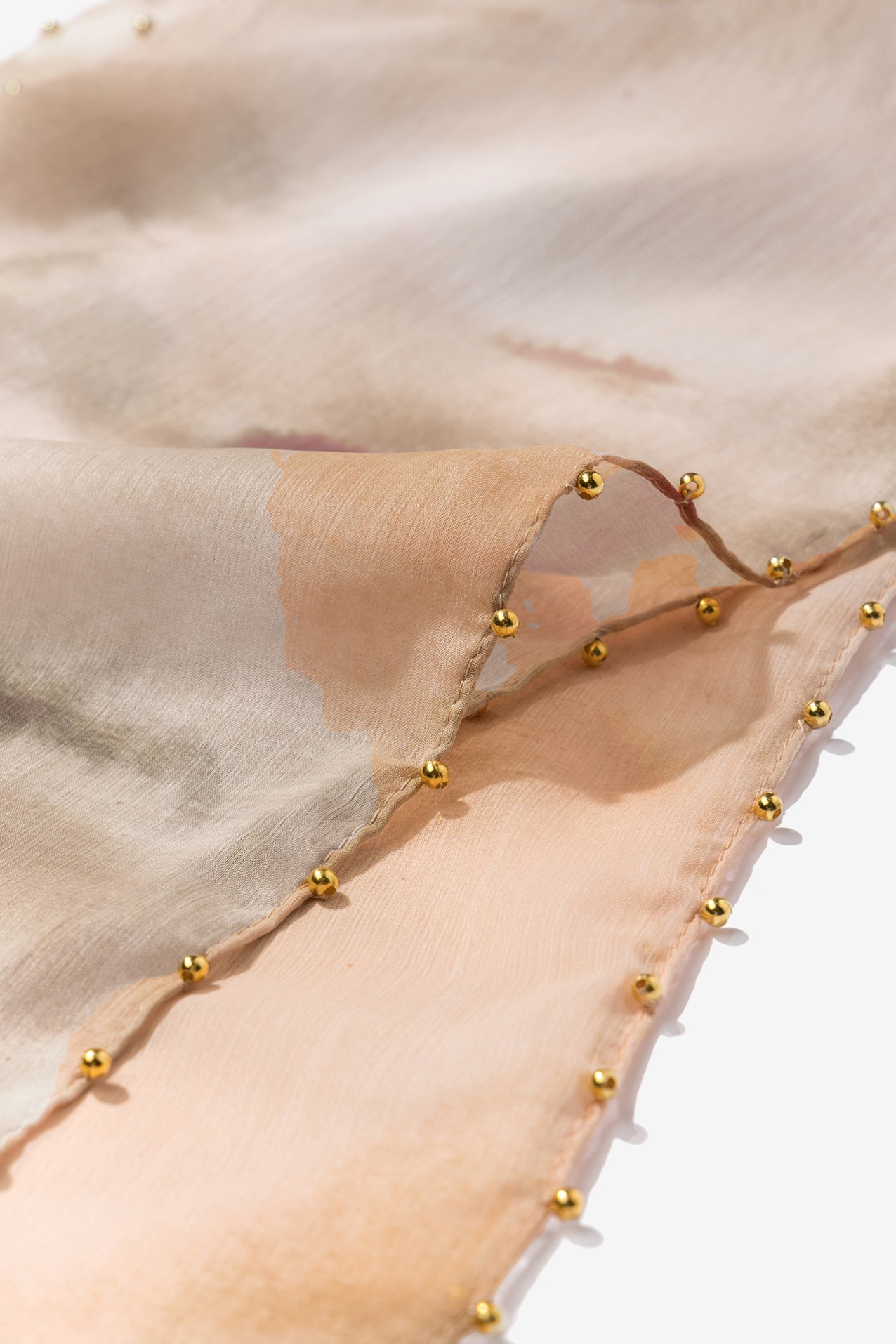 Beige Scarf Gold Bead Detail