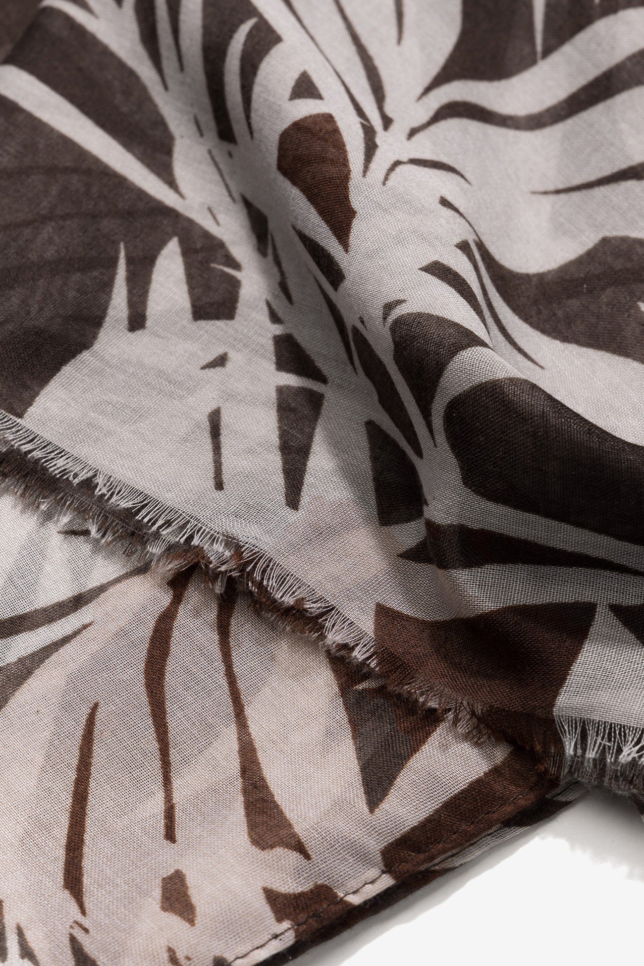 Brown Patterned Rectangular Scarf