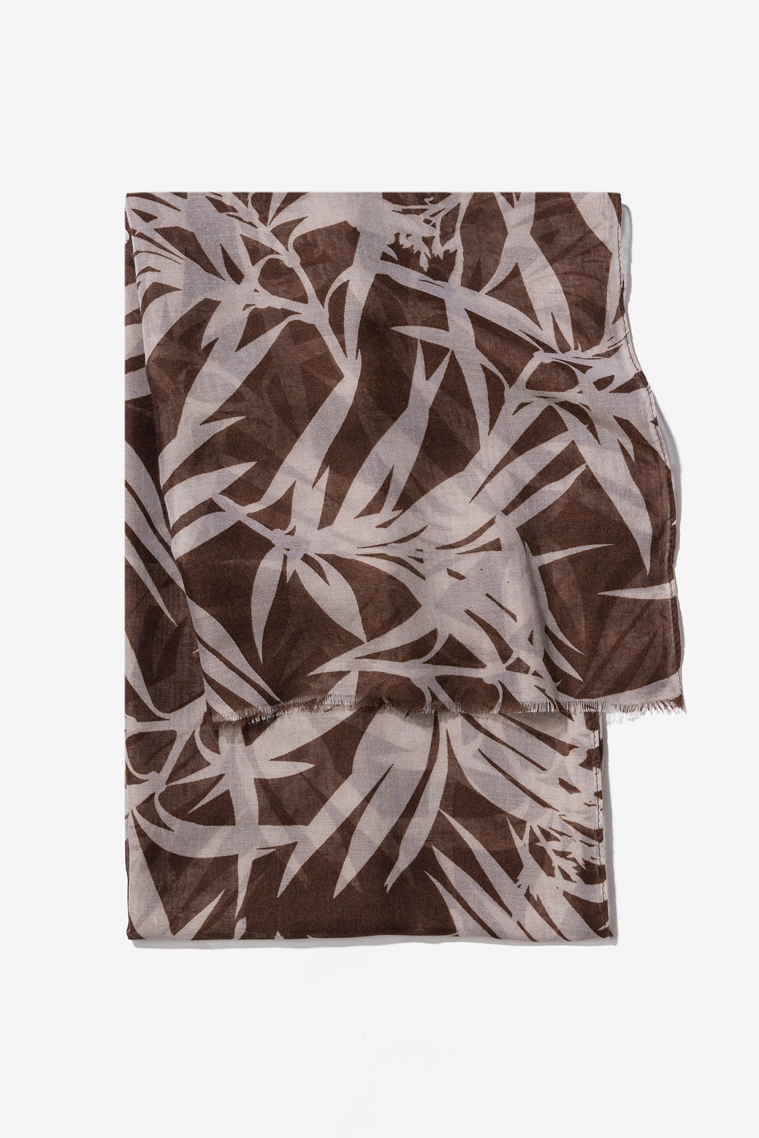 Brown Patterned Rectangular Scarf