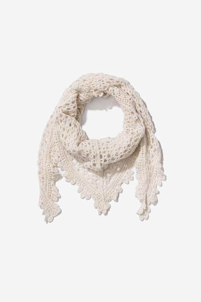 Boho Crochet Cream Bandana