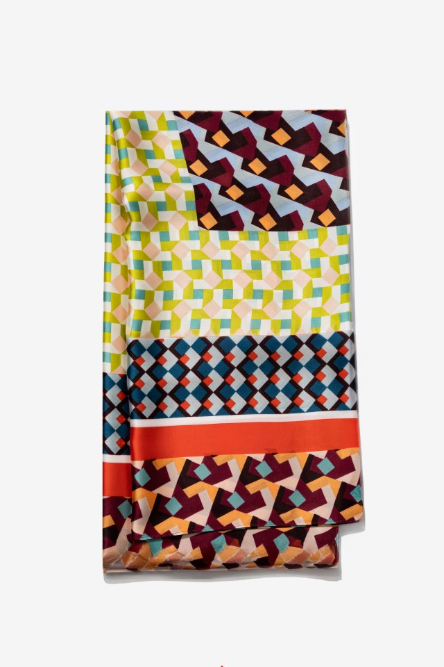 Intense Red Geometric Scarf