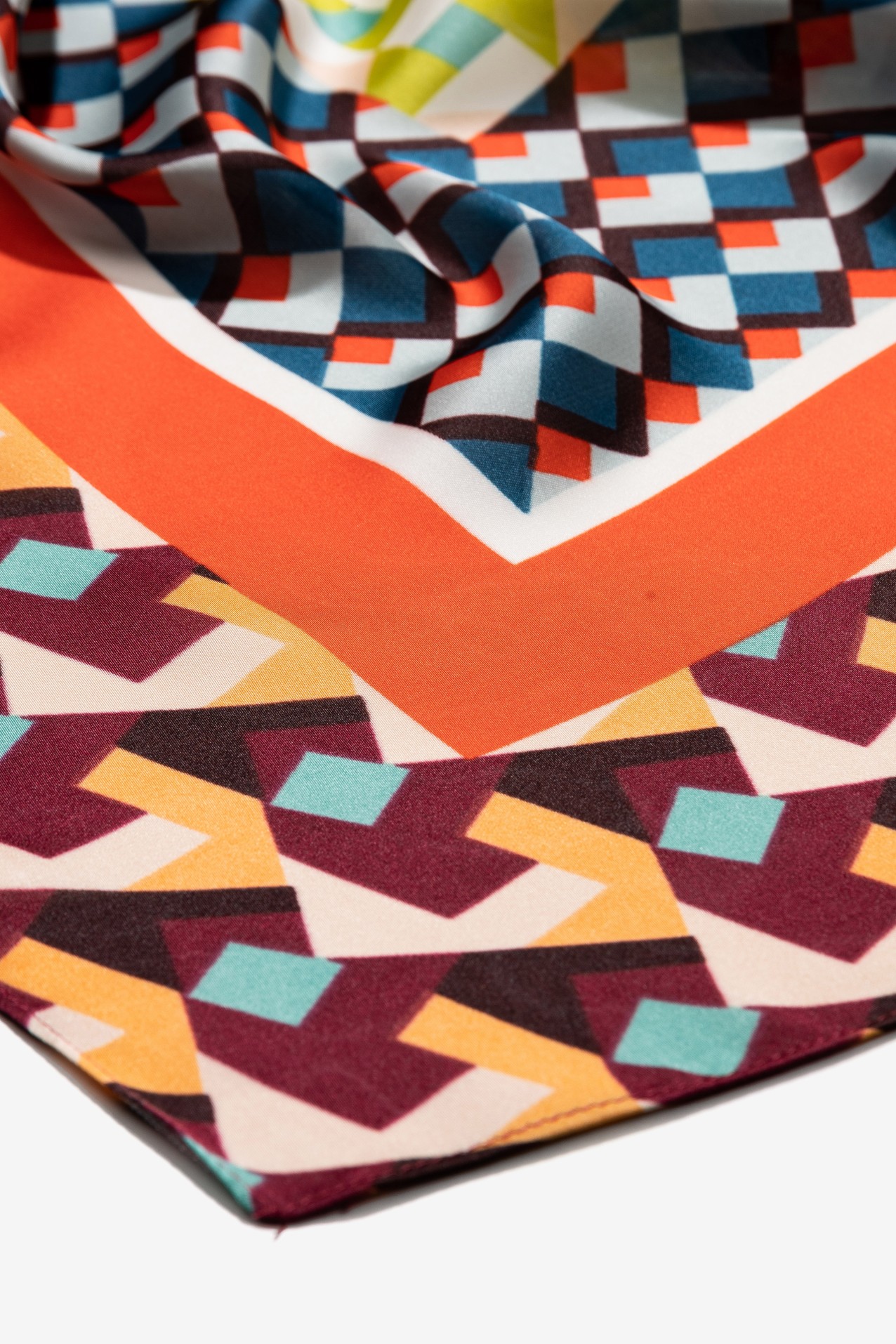 Intense Red Geometric Scarf