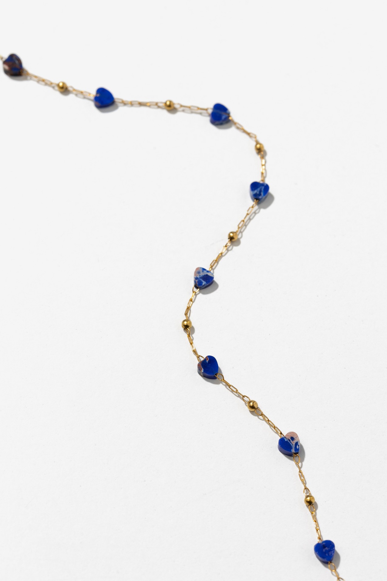 Gold Fine Bracelet Blue Hearts