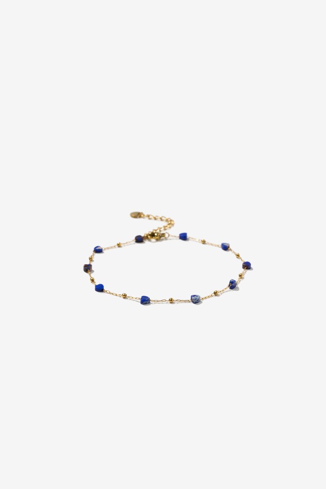 Gold Fine Bracelet Blue Hearts