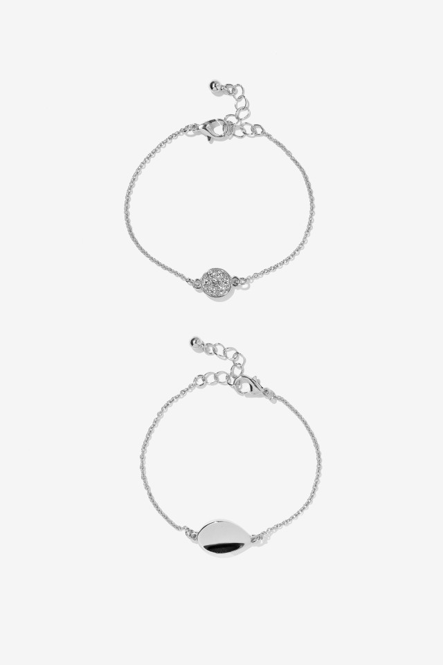 Silver Tone Bracelet Duo