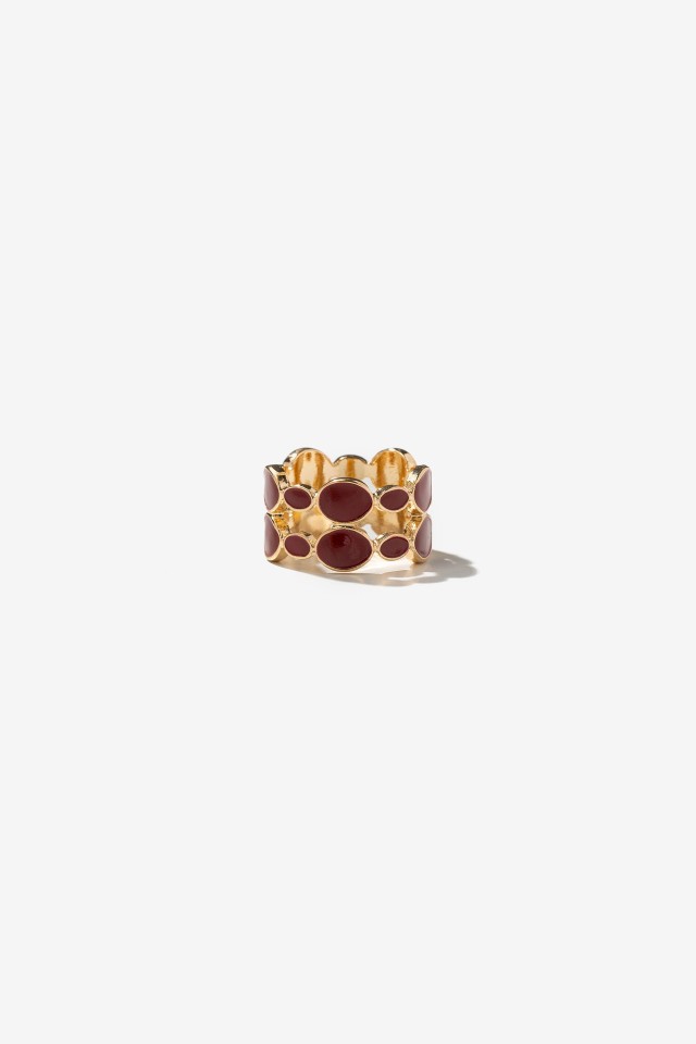 Wide Gold-Tone Oval Ring