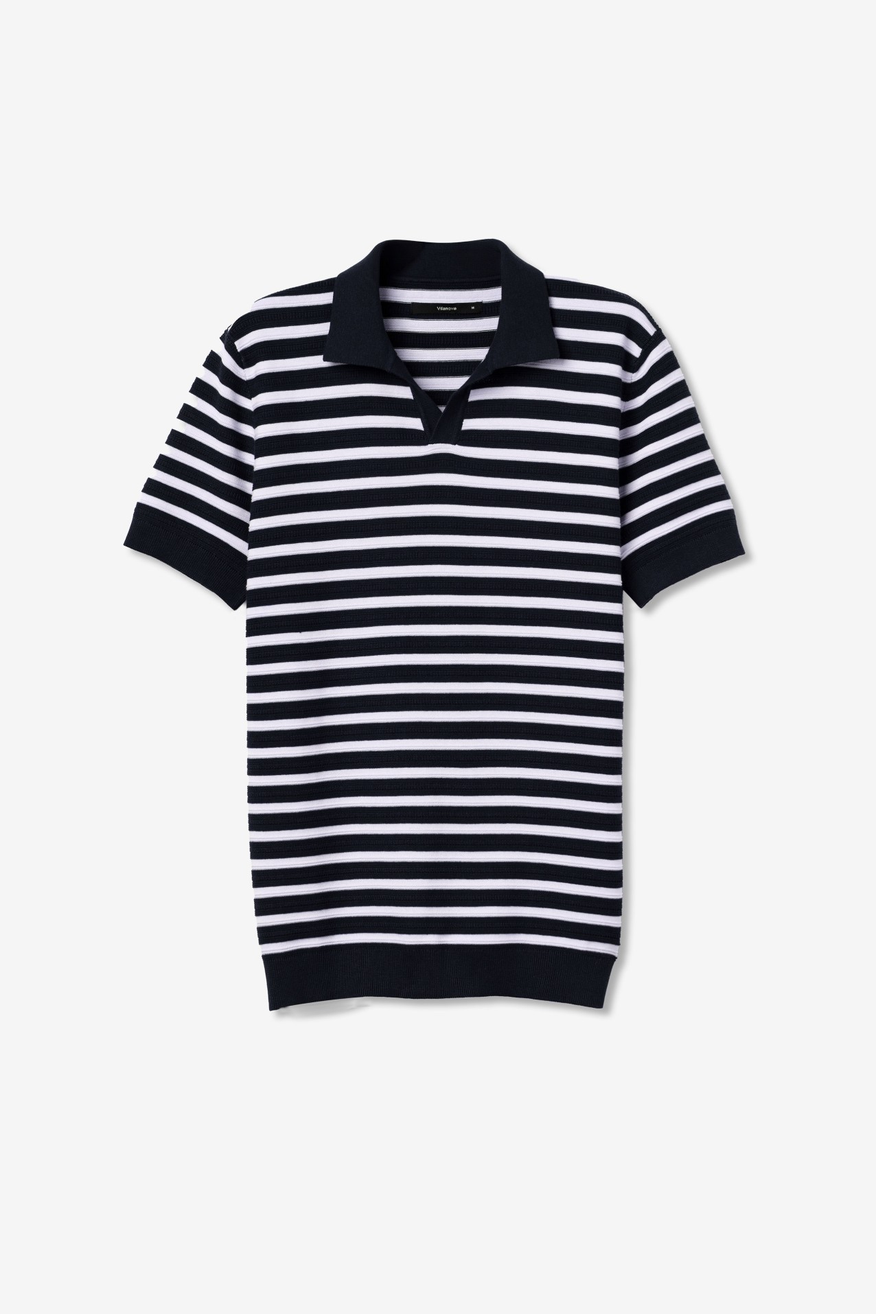 Navy and White Striped Polo