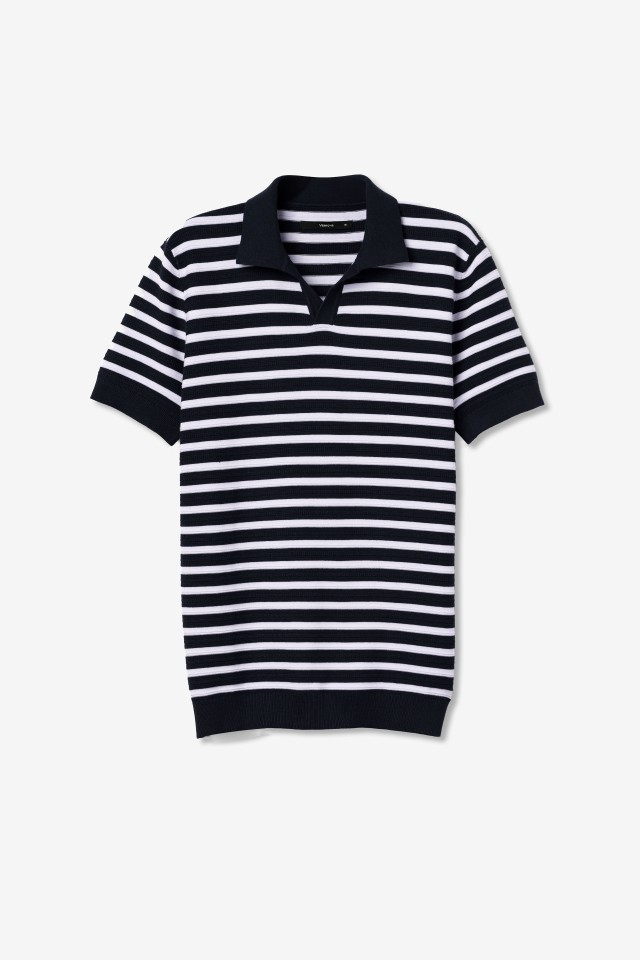Polo riscas azul-marinho regular Polo riscas azul-marinho regular