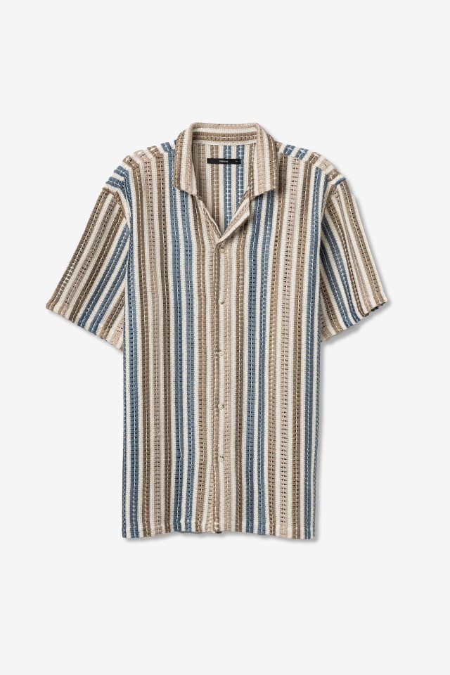 Camisa relaxed bege riscas Camisa relaxed bege riscas